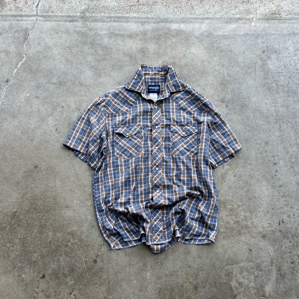 vintage wrangler western shirt shortsleeve pearl snap large
